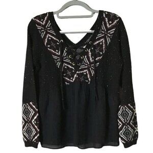 Vintage‎ Abercrombie & Fitch Womens Top Large Southwestern Cottagecore Bo…